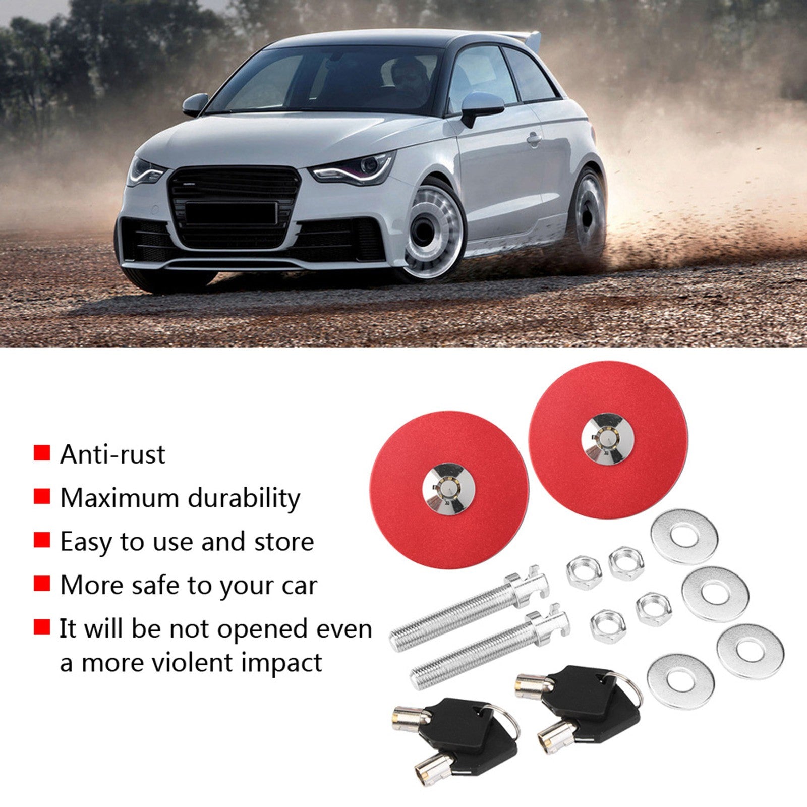 Car Engine Hood Cover Lock Kit Universal Accessories Cover Lock Kit Blue, Red