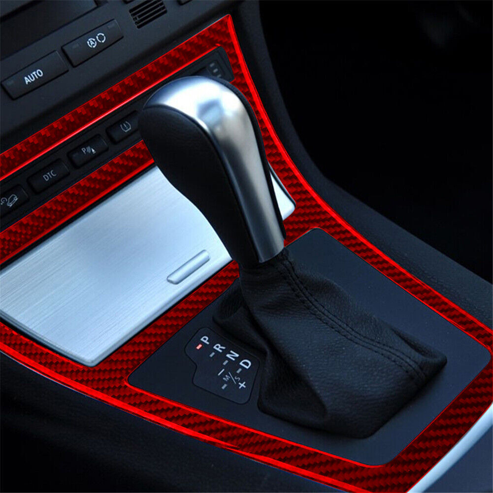 for BMW X3 E83 2004-2010 Central Control Gear Shift Panel Cover Red Carbon Fiber