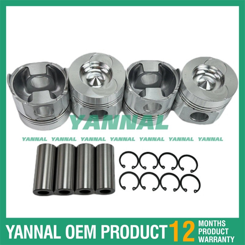 4-piece piston kit 100mm for Yanmar 4TN100 tracked excavator engine