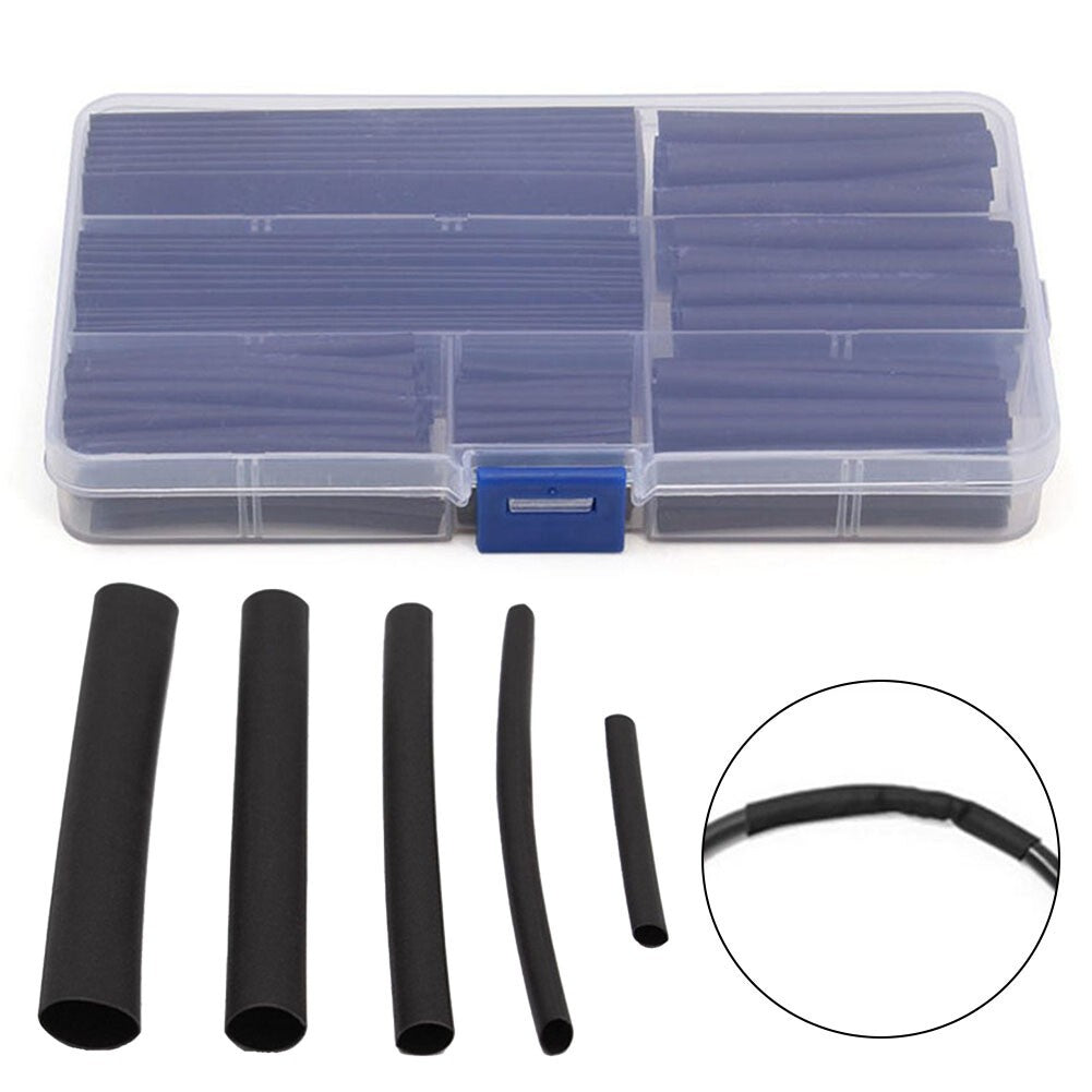 150pcs Black Heat Shrink Tubing Tube Sleeving Car Wire Wrap Heatshrink
