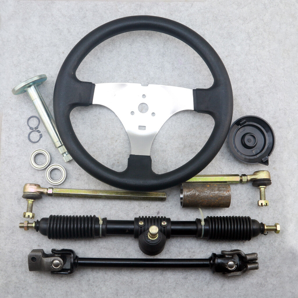 30cm Steering Wheel Assembly 42cm Gear Rack Pinion 380mm U Joint Tie Rod Knuckle