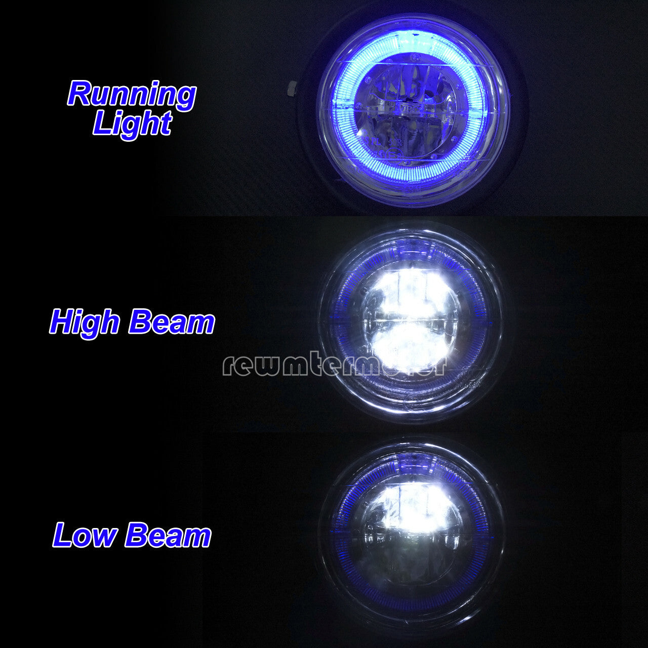 6.5 Front Headlight Grill Blue Halo Lamp Fit for Harley Sportster Cafe Racer