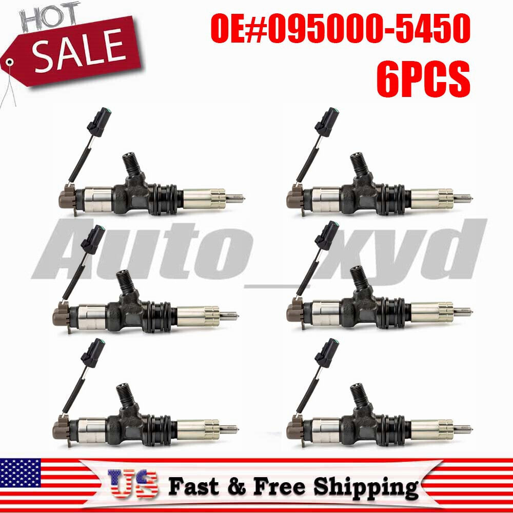 6X 095000-5450 Rail Fuel Injectors for MITSUBISHI 6M60 Fuso Common ME302143 XYD