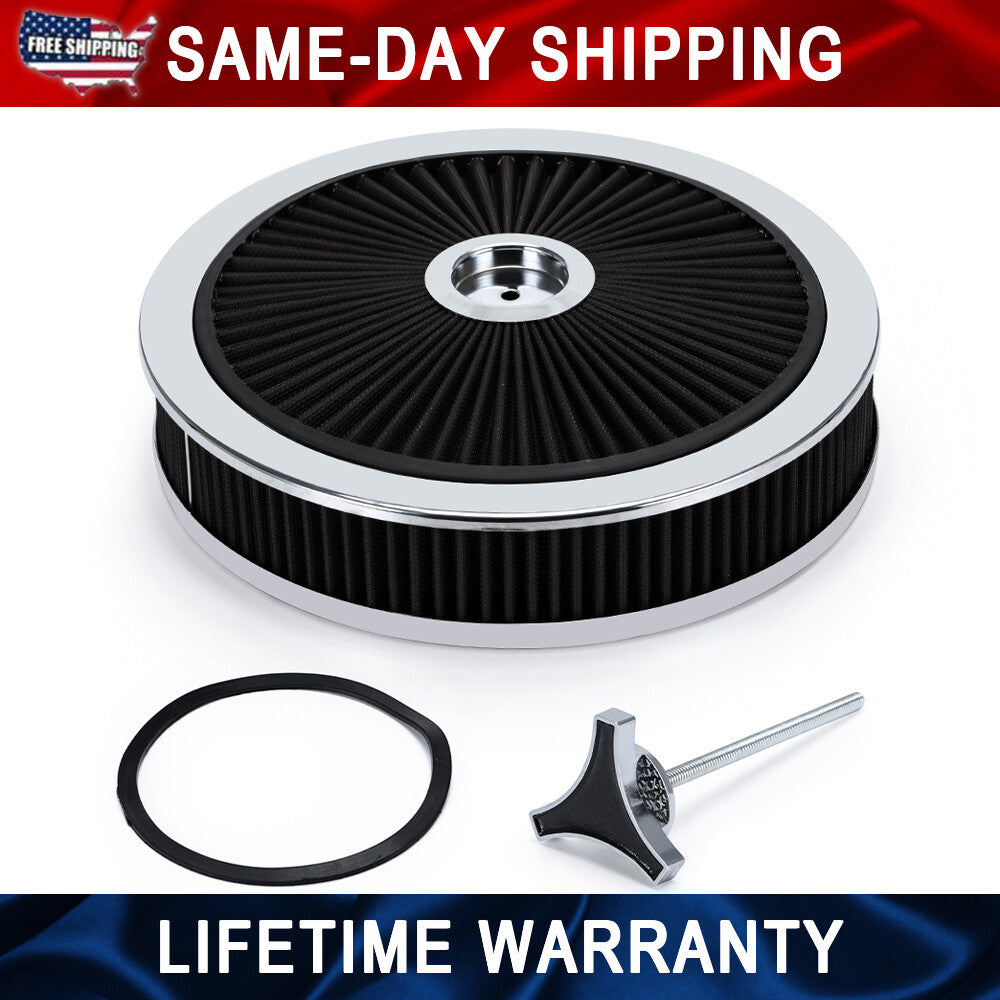 Washable BLACK Element 14x3 Air Cleaner Assembly Kit For 5-1/8 Inch Neck
