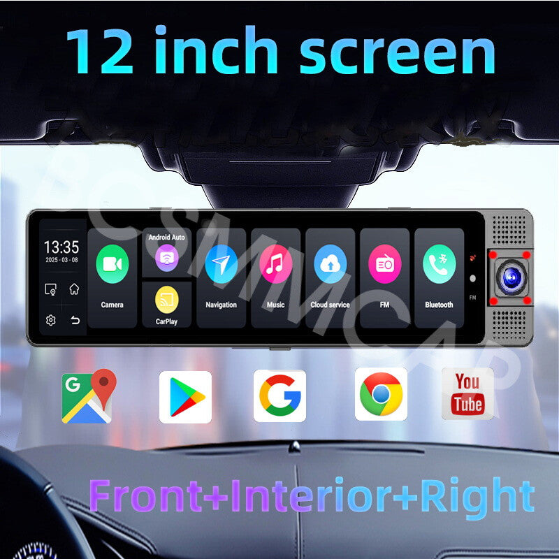 3 Camera Car DVR Video Recorder Dash Cam For Carplay Android Auto Night Vision