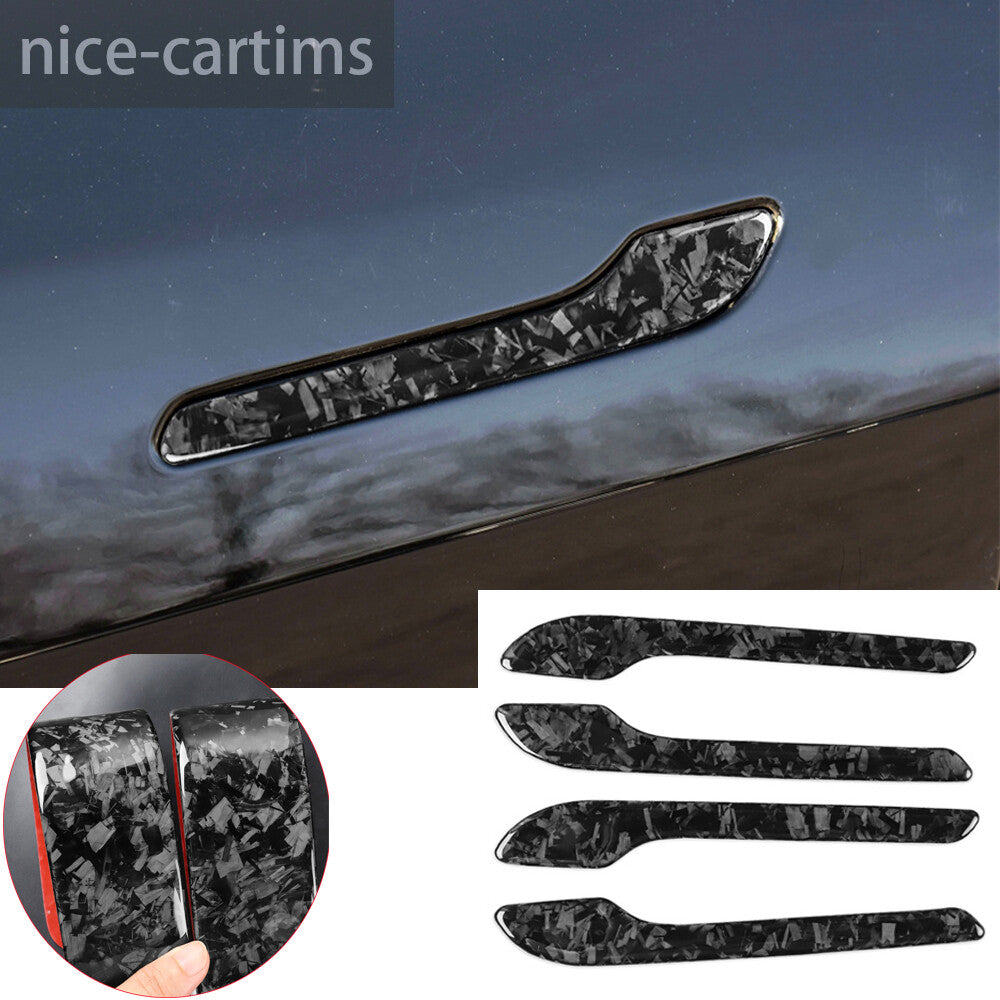 Forged Carbon Fiber Outer Side Door Handle Cover for Tesla Model 3 / Y 2017-2023