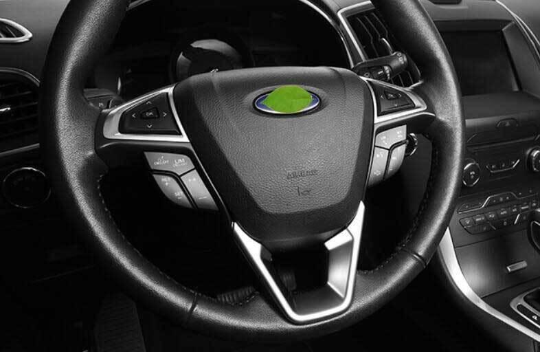 Fit for Ford Edge 2015-2021 Matte Silver Steering Wheel Button Frame Trim 3PCS