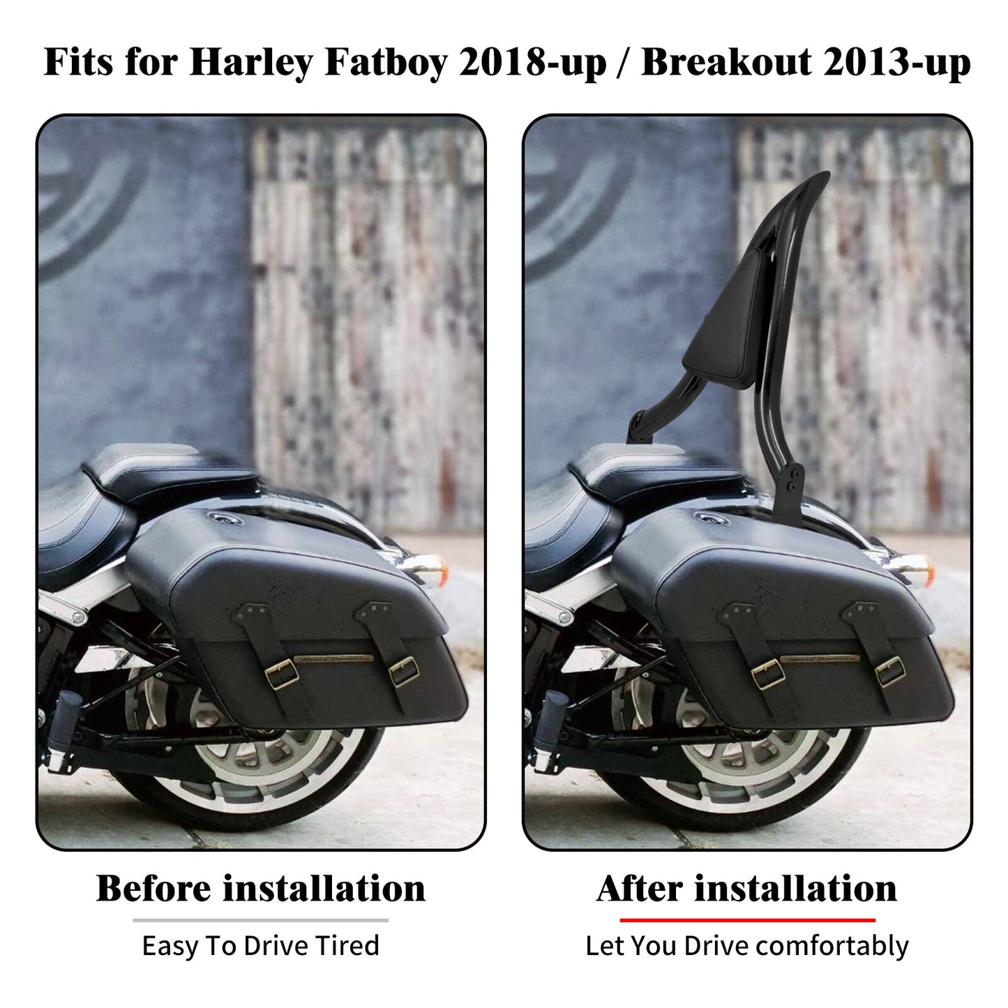 Black Detachable Passenger Backrest w/ Pad Sissy Bar for Harley Breakout 13-2023