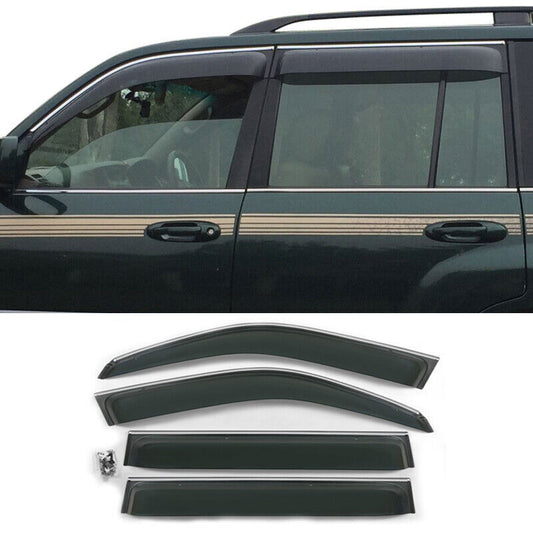Window Visors Sun Rain Guard Deflector W/Chrome Trim for Lexus LX470 1998-2007
