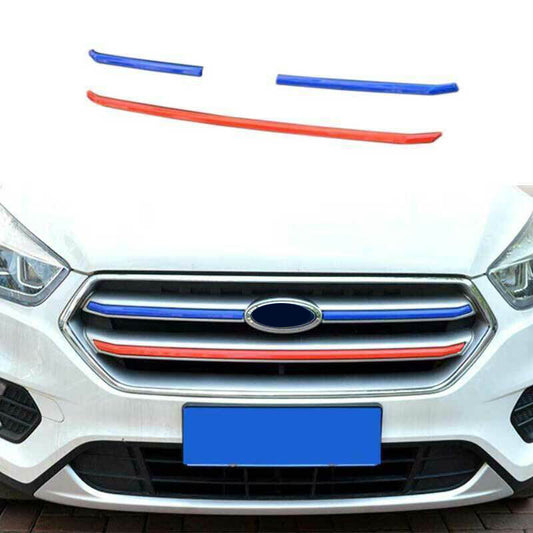 Red+Blue Front Upper Mesh Grille Grill Strip Trim for Ford Escape Kuga 2017-2019