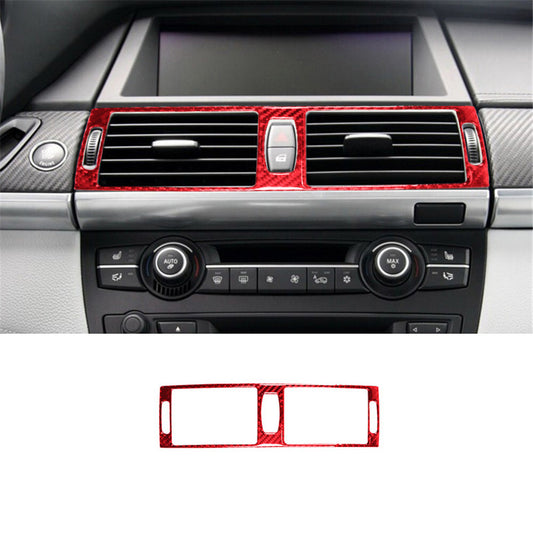Red Carbon Fiber Central Vent Outlet Cover Trim for BMW X5 E70 X6 E71 2011-2013