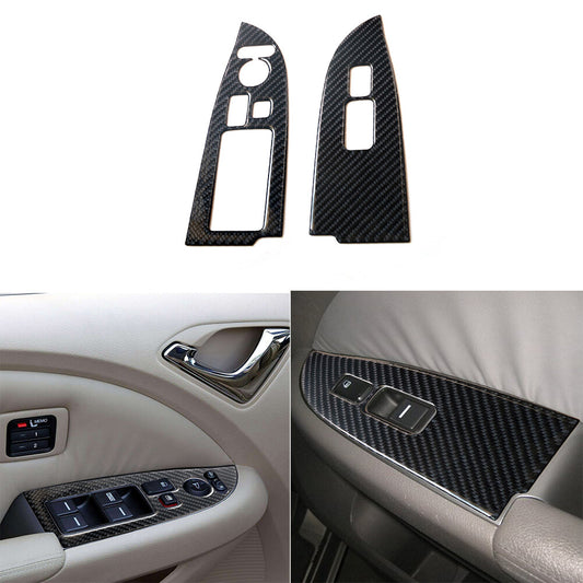 2Pcs for Honda Odyssey 2005-2010 Carbon Fiber Front Window Control Cover Trim