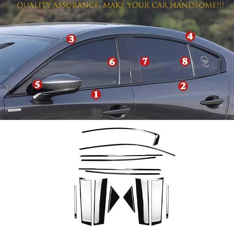 16X for Mazda 3 Axela 2019-23 Black Steel Side Windows Sill Moulding Strip Trims