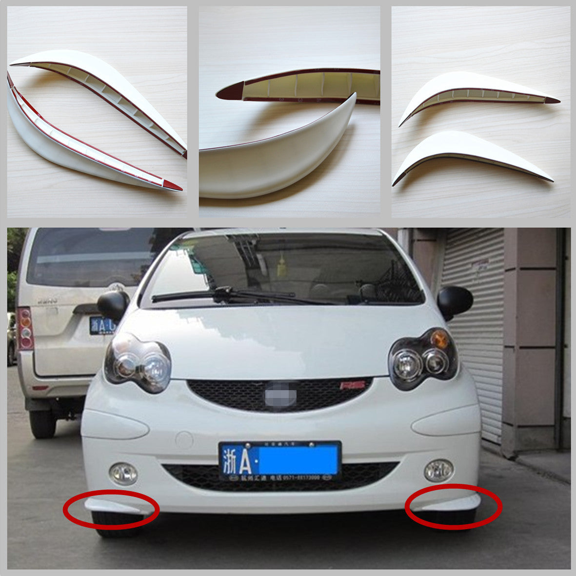 2x Car Front Back Bumper Anti-rub White Streamline Guard Cover Sticker Protector