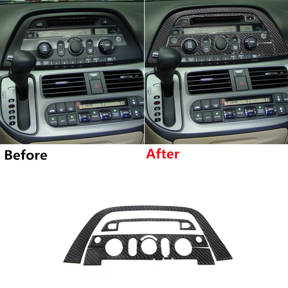 5Pcs Carbon Fiber Console CD Radio Panel Cover Trim for Honda Odyssey 2005-2010