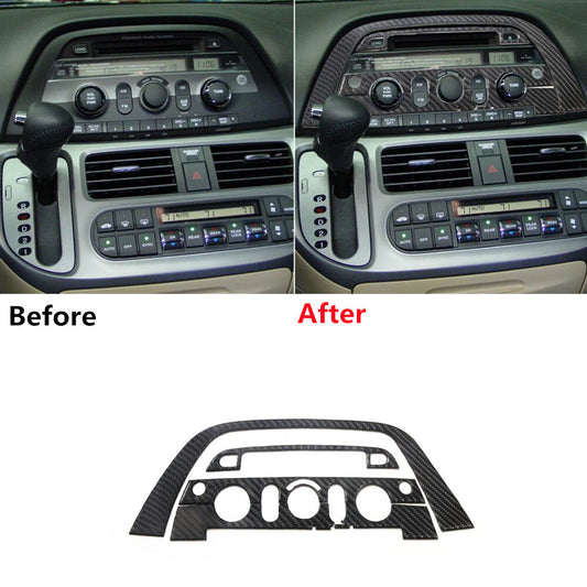 5Pcs Carbon Fiber Console CD Radio Panel Cover Trim for Honda Odyssey 2005-2010