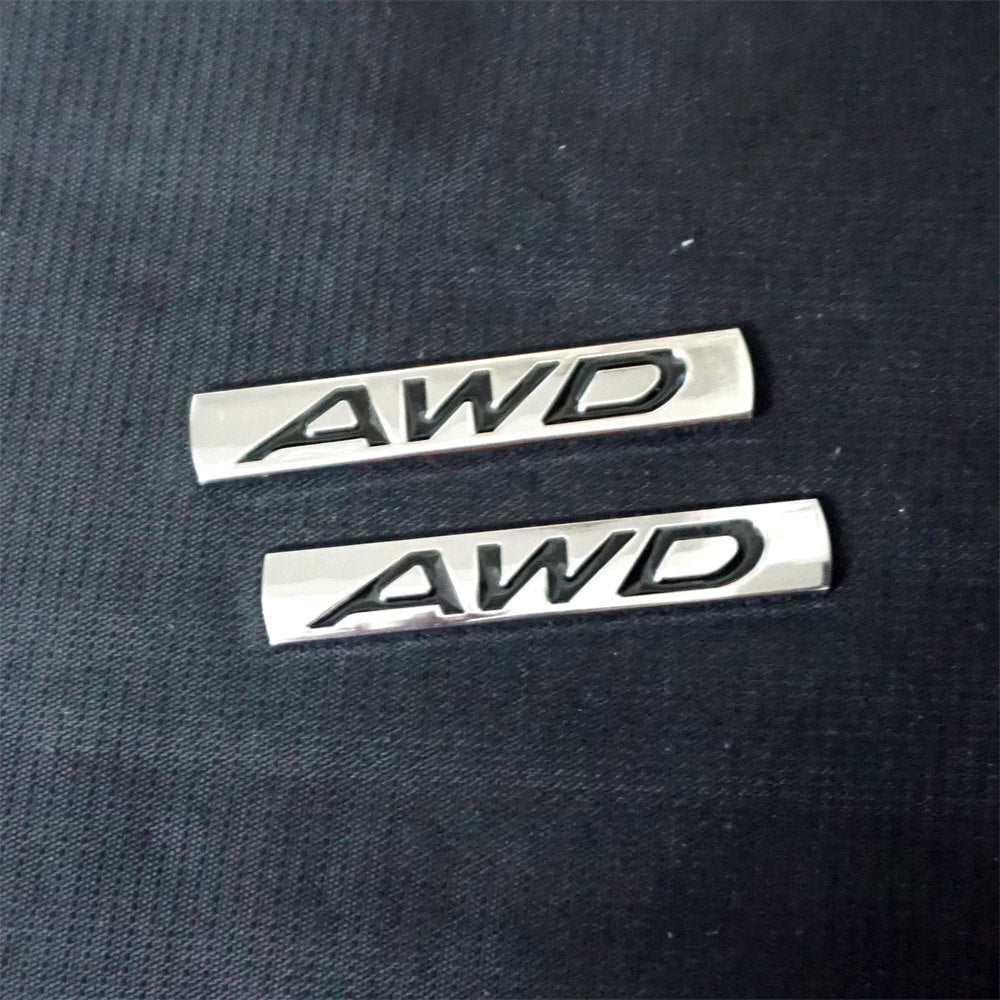2x Chrome Silver Black AWD Fender Metal Decal Sticker Badge Emblem Speed Door 3D