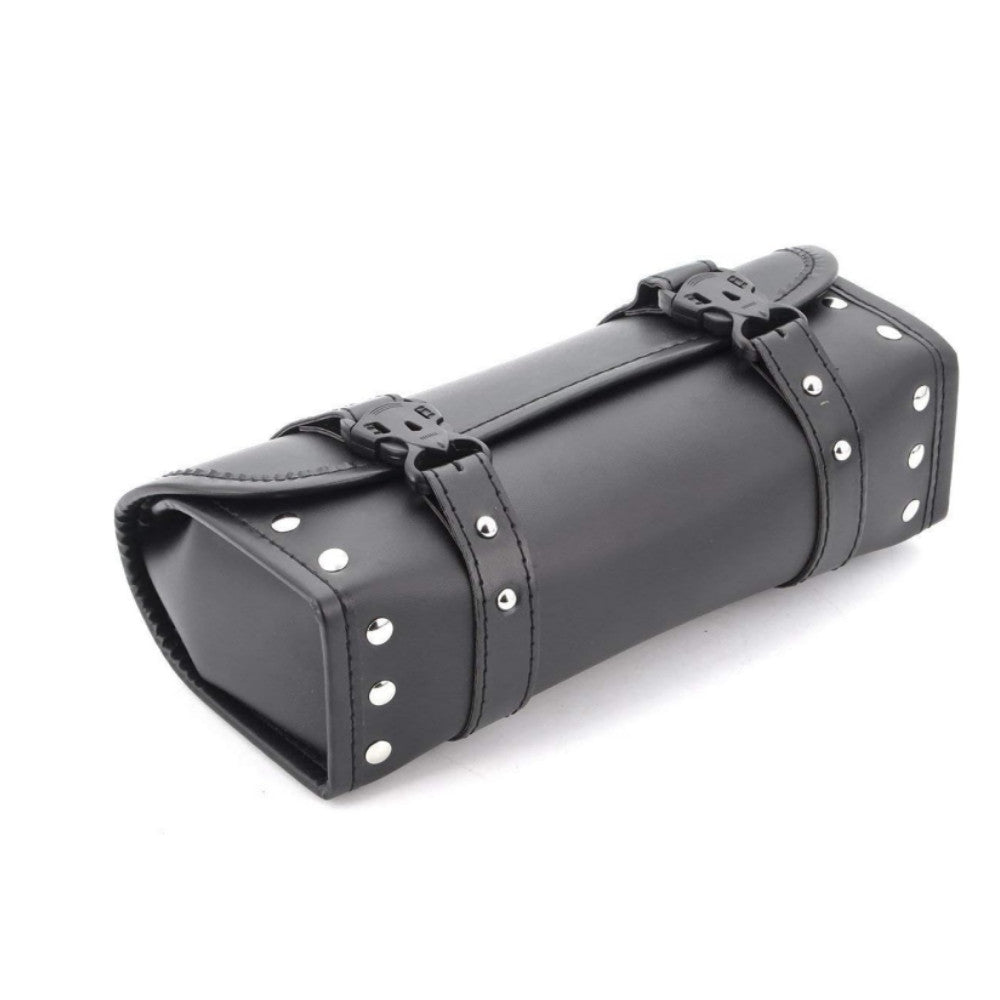Motorcycle Fork Tool Bag SaddleBag Storage Pouch Luggage Handlebar Leather Black