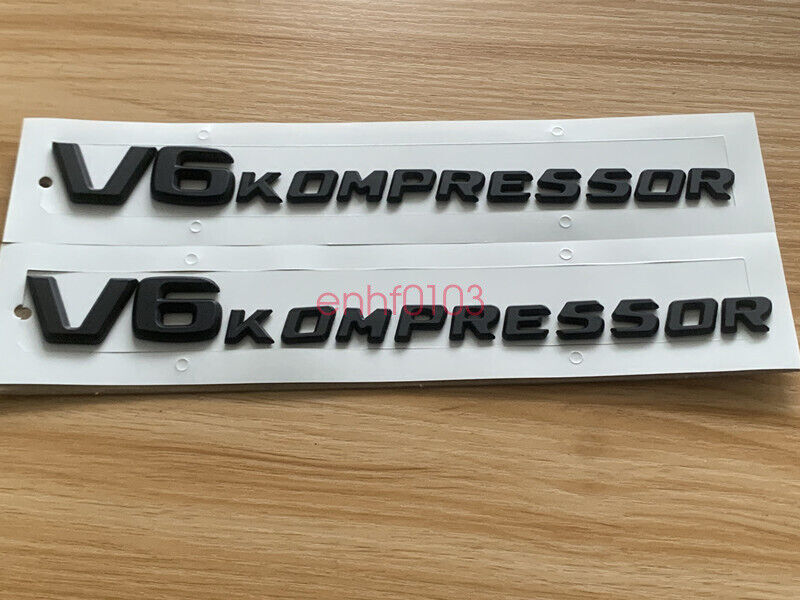 Matte Black V6 KOMPRESSOR Car Sticker Performance Badge Mudguard Side Grille for Mercedes-Benz