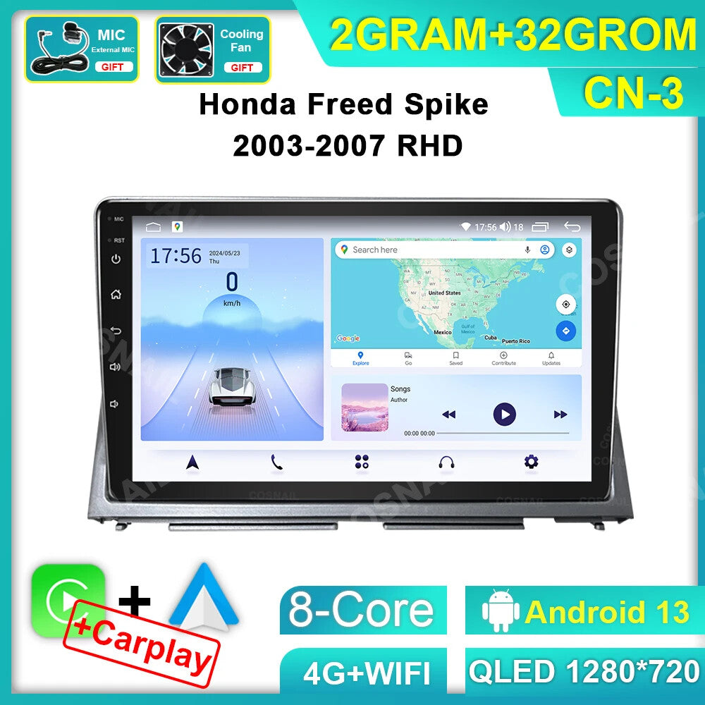 for Honda Freed Spike 2003-2007 Stereo CarPlay Car Radio Screen GPS Video Player