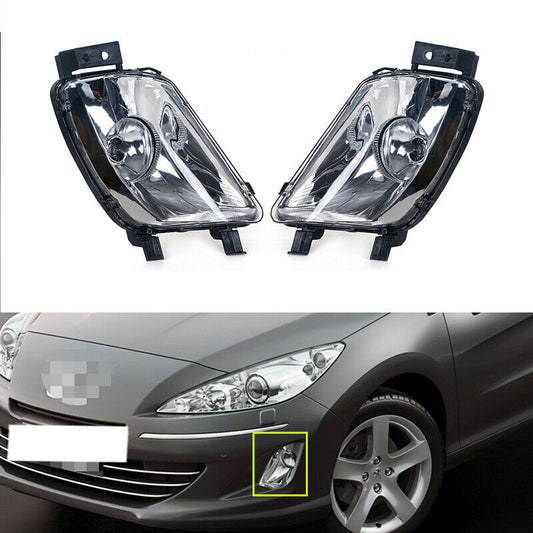 Front bumper fog lights with bulbs suitable for Peugeot 408 2010 - 2013 (Left + Right -)