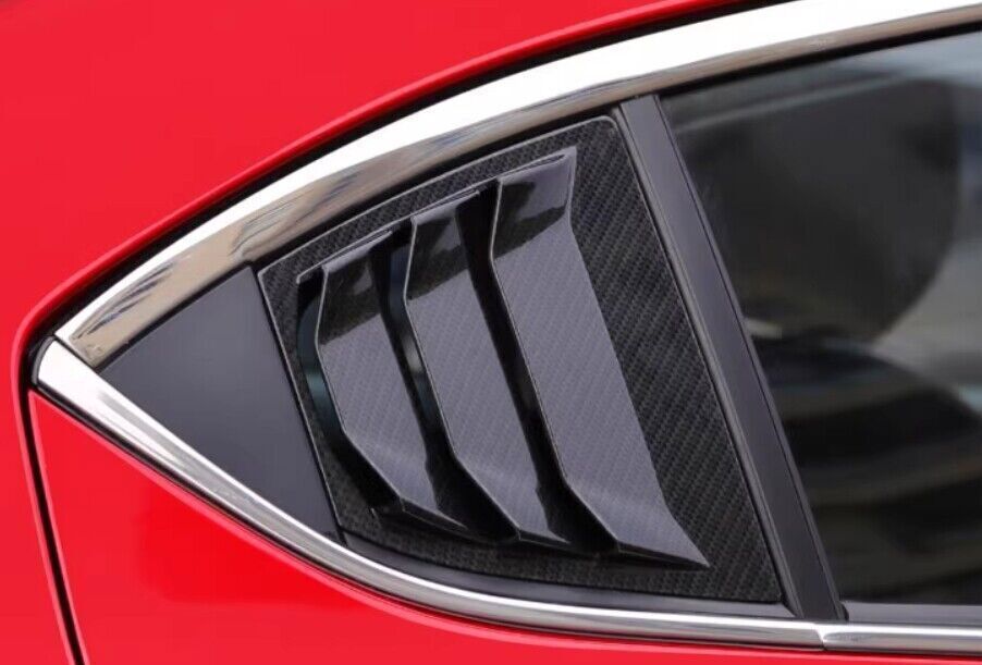 for Mazda 3 2014-18 Carbon Fiber Quarter Window Louver Shutter Side Vent Trim 2X
