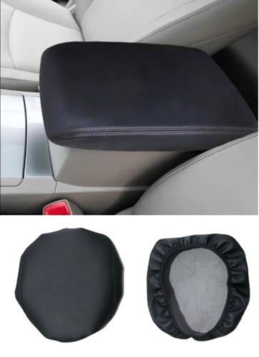 Black leather console armrest box panel cover for Toyota Highlander 2008 - 2013