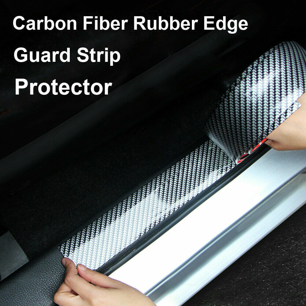 Plate Guard Protector 3CM1M Car Carbon Fiber Rubber Edge Strip Door 3D Protect