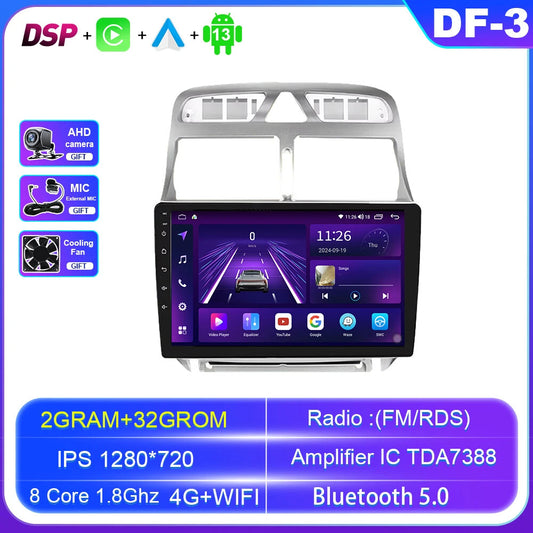 for Peugeot 307 SW 307CC 307SW Android Auto CarPlay Car Radio GPS Player Screen