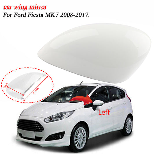 Left Passenger Wing Door Mirror Cover Cap For 2008-2017 for Ford Fiesta MK7 White
