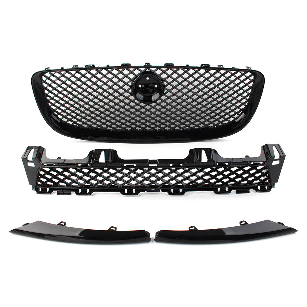 4Pcs Black Front Grille Upper and Lower Mesh Grill for Jaguar XJ 2010-2015