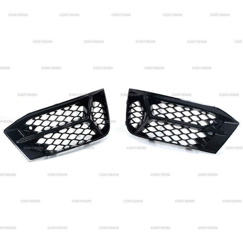 Pair Black Bright Fog Lamp Frames Honeycomb Fog Lamp Frame For 2017-2020 for Audi A3