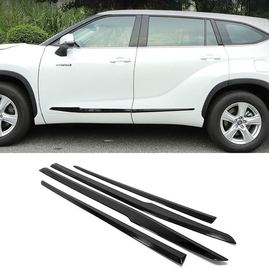 4p Piano black Side Door Body Molding Cover Trim for Toyota Highlander 2020-2023