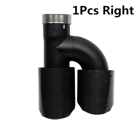1Pcs Car Right All Black Glossy Carbon Fiber Exhaust Pipe H Rear Exhaust Tip End