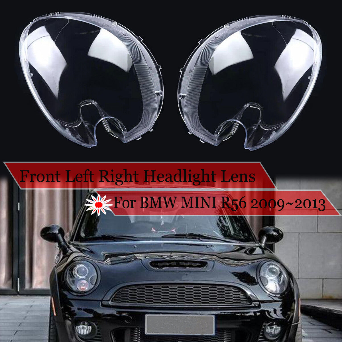 Front light lens protector (right + left) for Mini Cooper R56 Hatchback 2009-2013