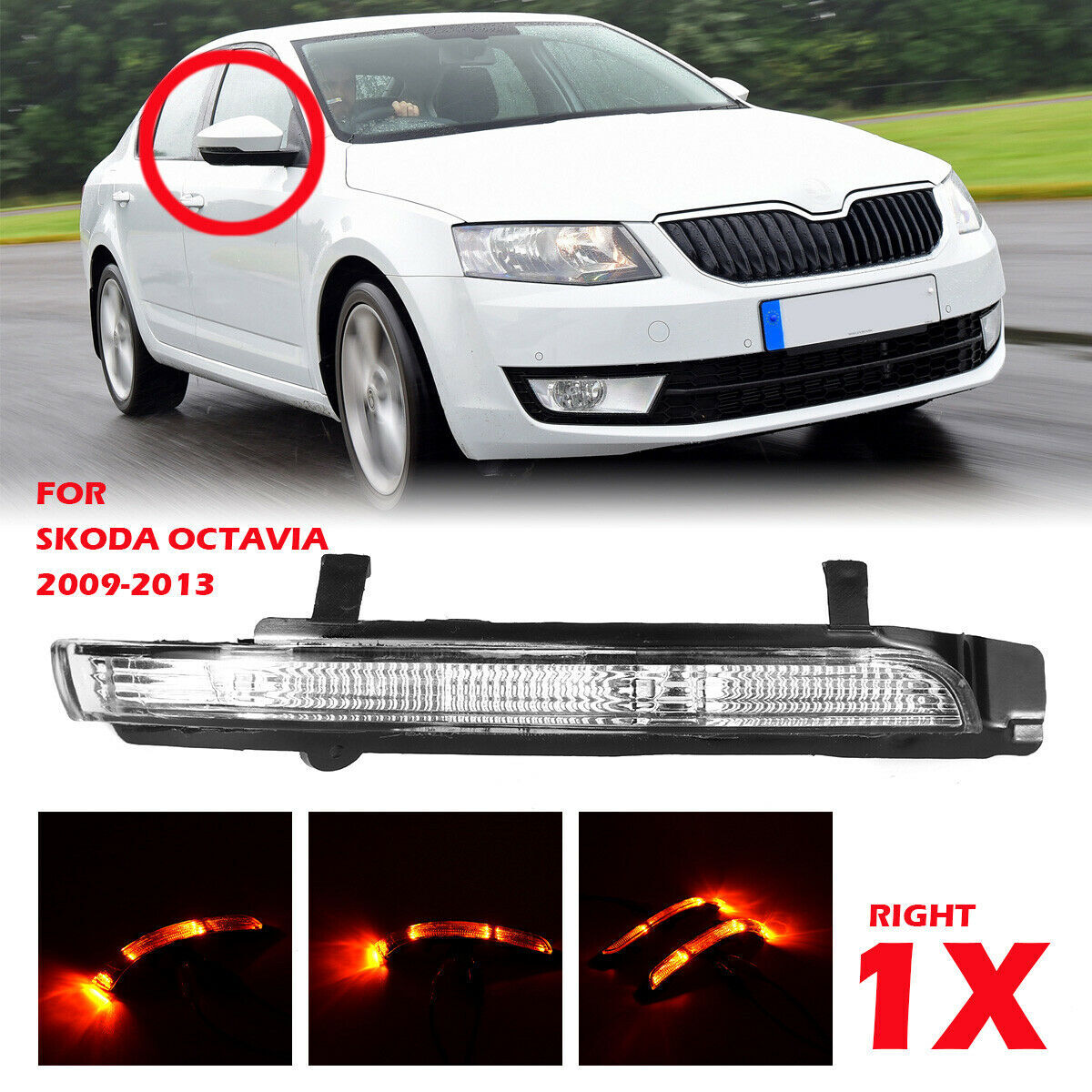 Wing Mirror LED Indicator Right Passenger's Side for ?KODA OCTAVIA 2009>2013