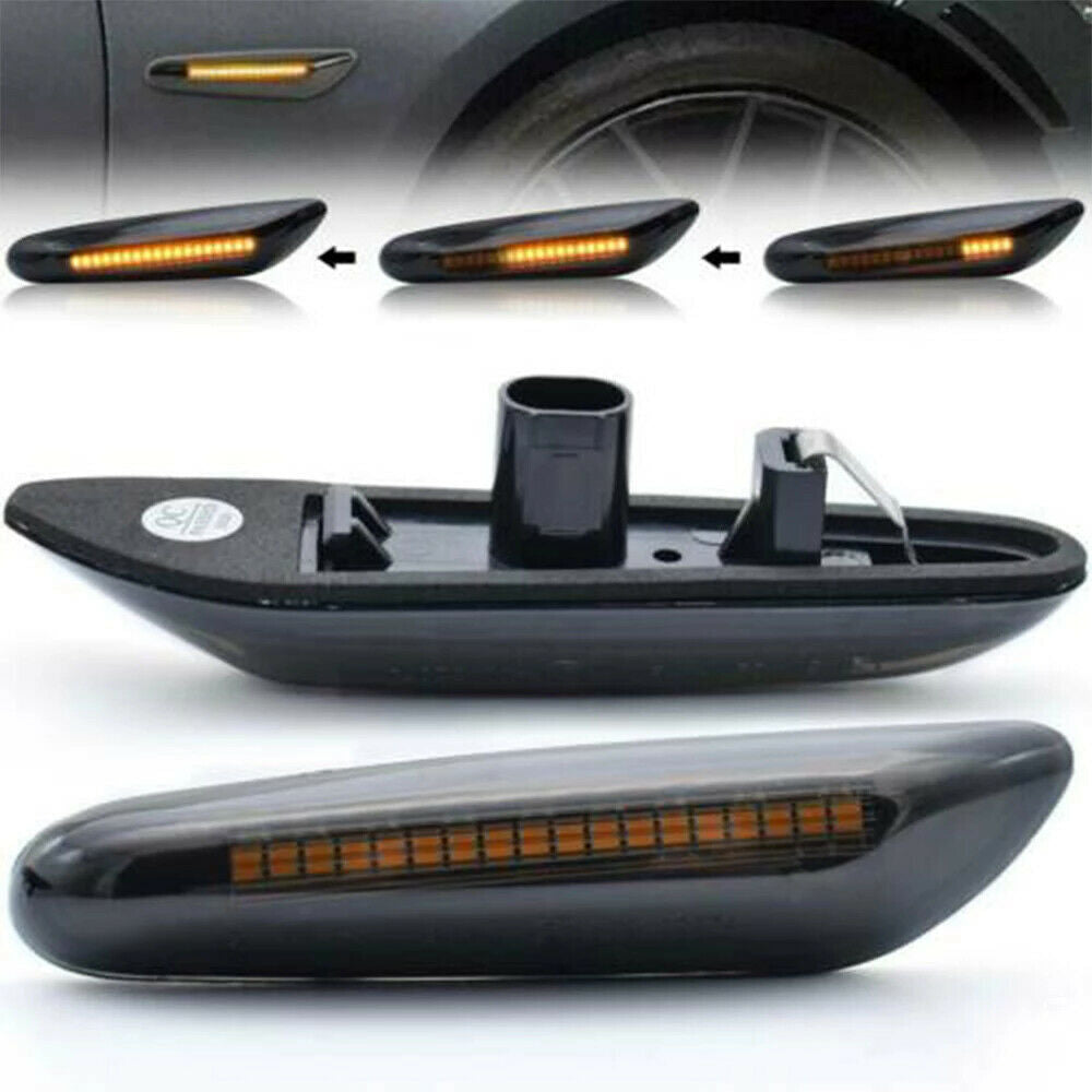 2X Dynamic Smoked LED Side Marker Turn Signal Light for BMW E46 E60 E82 E83 E88