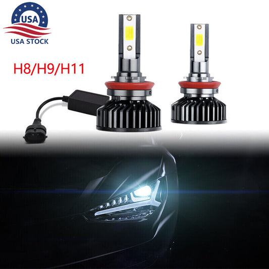 1 pair H11 LED Headlight Kit 5000lm Low Beam 6000K White Light Bulbs H8/H9