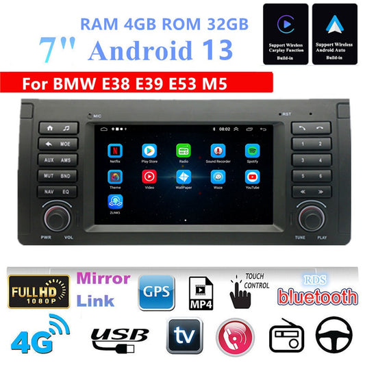 7Android 13 4+32GB Car Stereo Radio GPS Navigation for BMW E38 E39 E53 M5 for X5