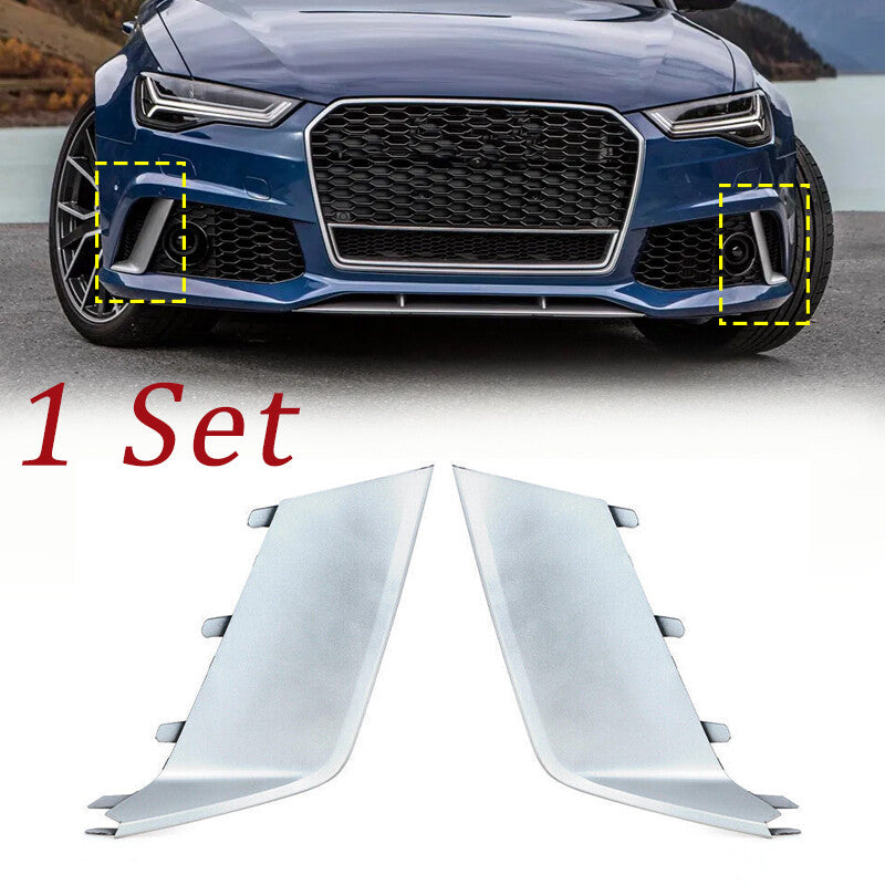 Pair For 2013-2018 for Audi RS6 LHRH ABS Plating Front Bumper Fog Light Cover Trim