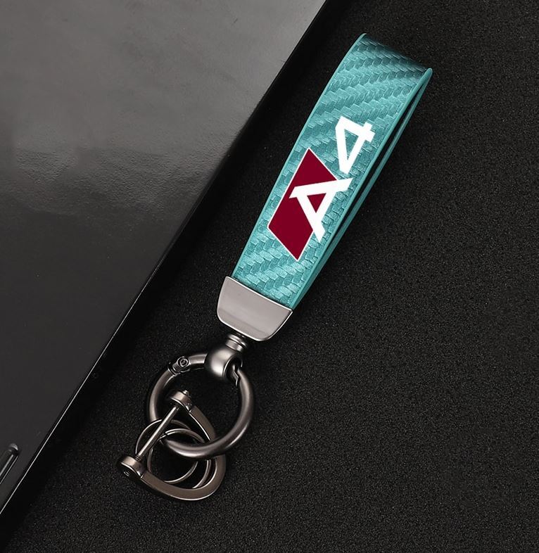 leather black and red car keychain/key ring for Audi A7