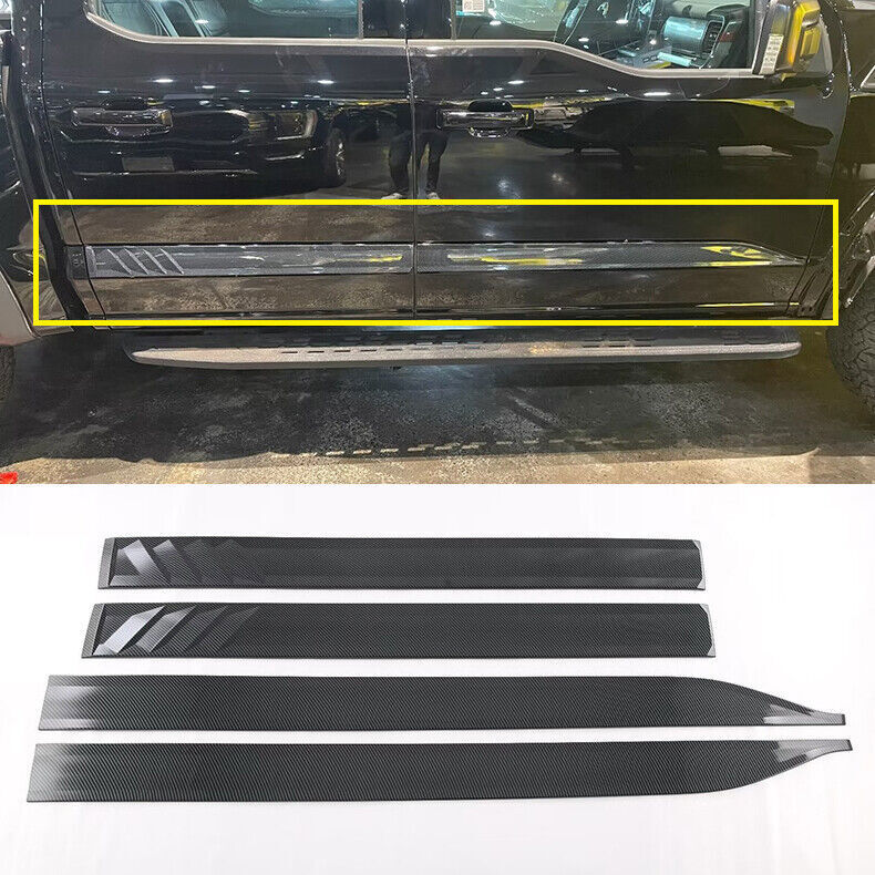for Ford F150 2021-2023 Door Body Side Guard Molding Cover Trim Carbon Fiber ABS