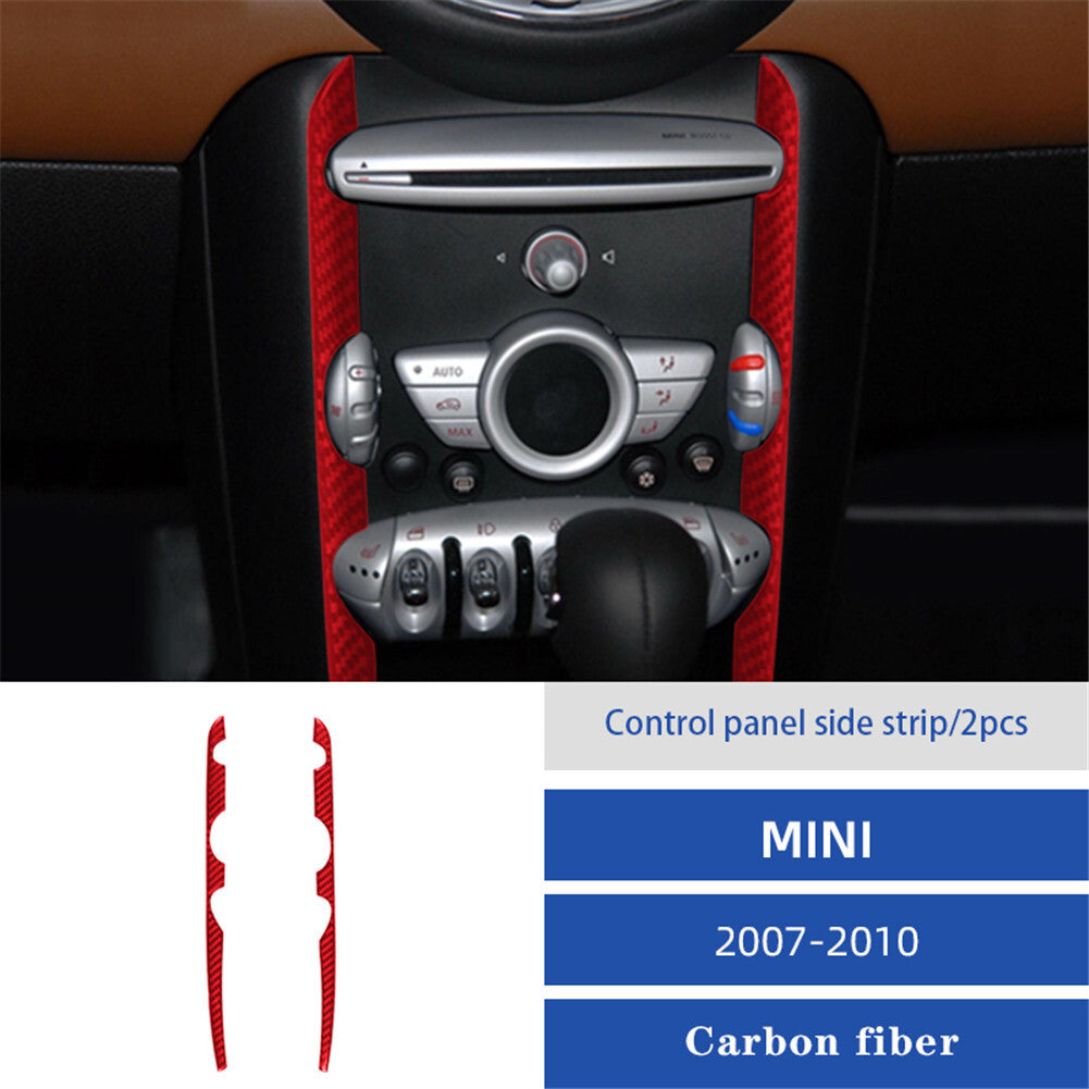 Red Carbon Fiber Center Console Side Trim for Mini Cooper R55 R56 07-10