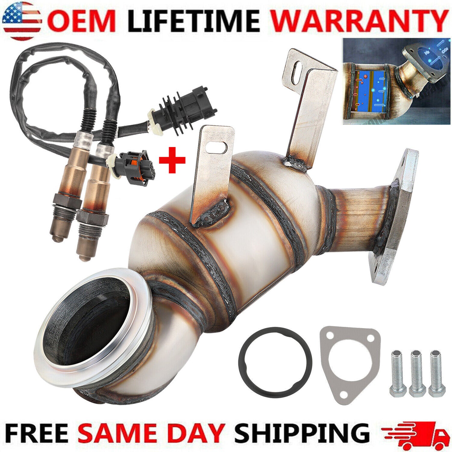 Cat Converter w/O2 Sensors Kit Fits 2011-2016 for CHEVROLET for Cruze Trax Sonic 1.4L!