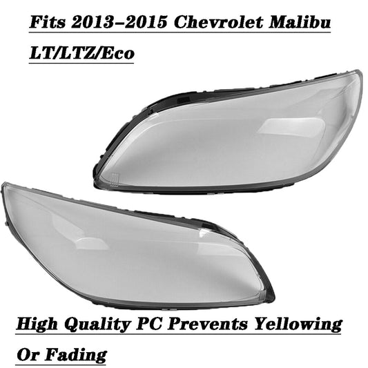 Pair of headlight lens covers for 2013 and 2015 for Chevrolet Malibu LT/LTZ.