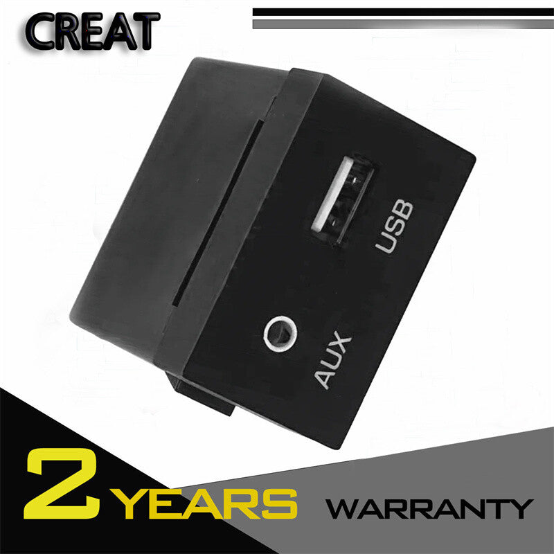 Black USB/iPod/AUX audio input port adapter jack for Hyundai for Elantra models 17, 18, 19, and 20.