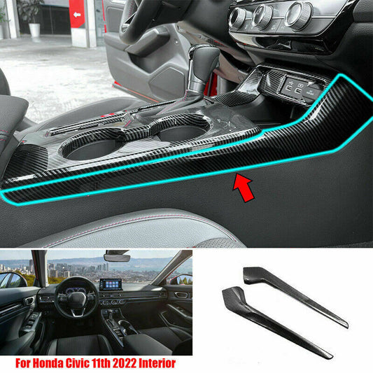 for Honda for Civic 2022-2023 Carbon Fiber Textured ABS Gear Shift Both Side Trims