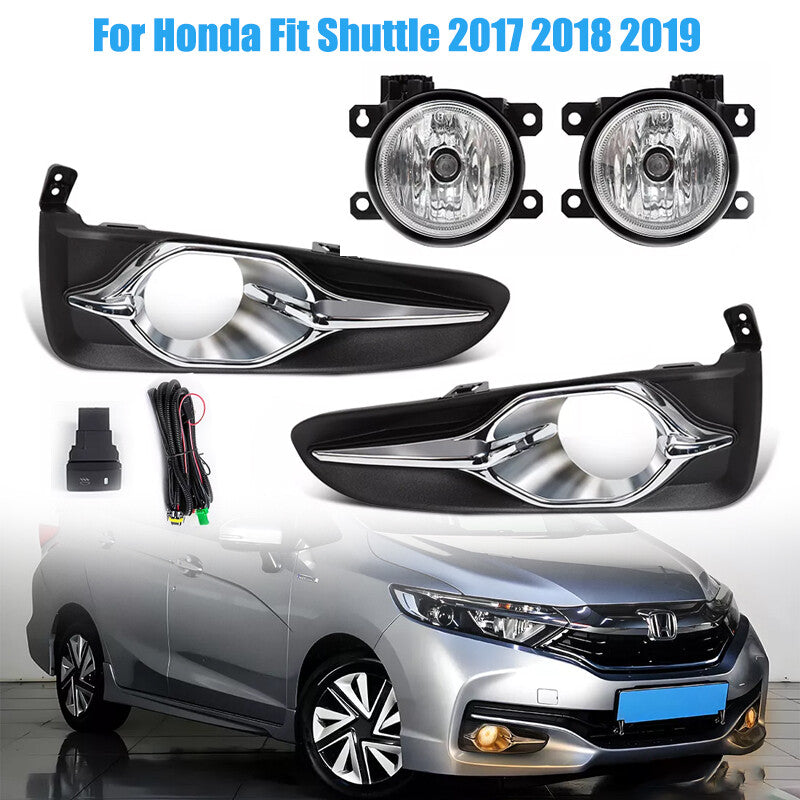 Front Fog Light Fog Lamp Cover +Wiring Kit for Honda Fit Shuttle 2017 2018 2019