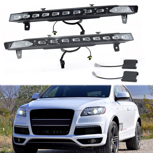 2Pcs for Audi Q7 2010 -2015 LED DRL Daytime Running Light Turn Signal Lamp