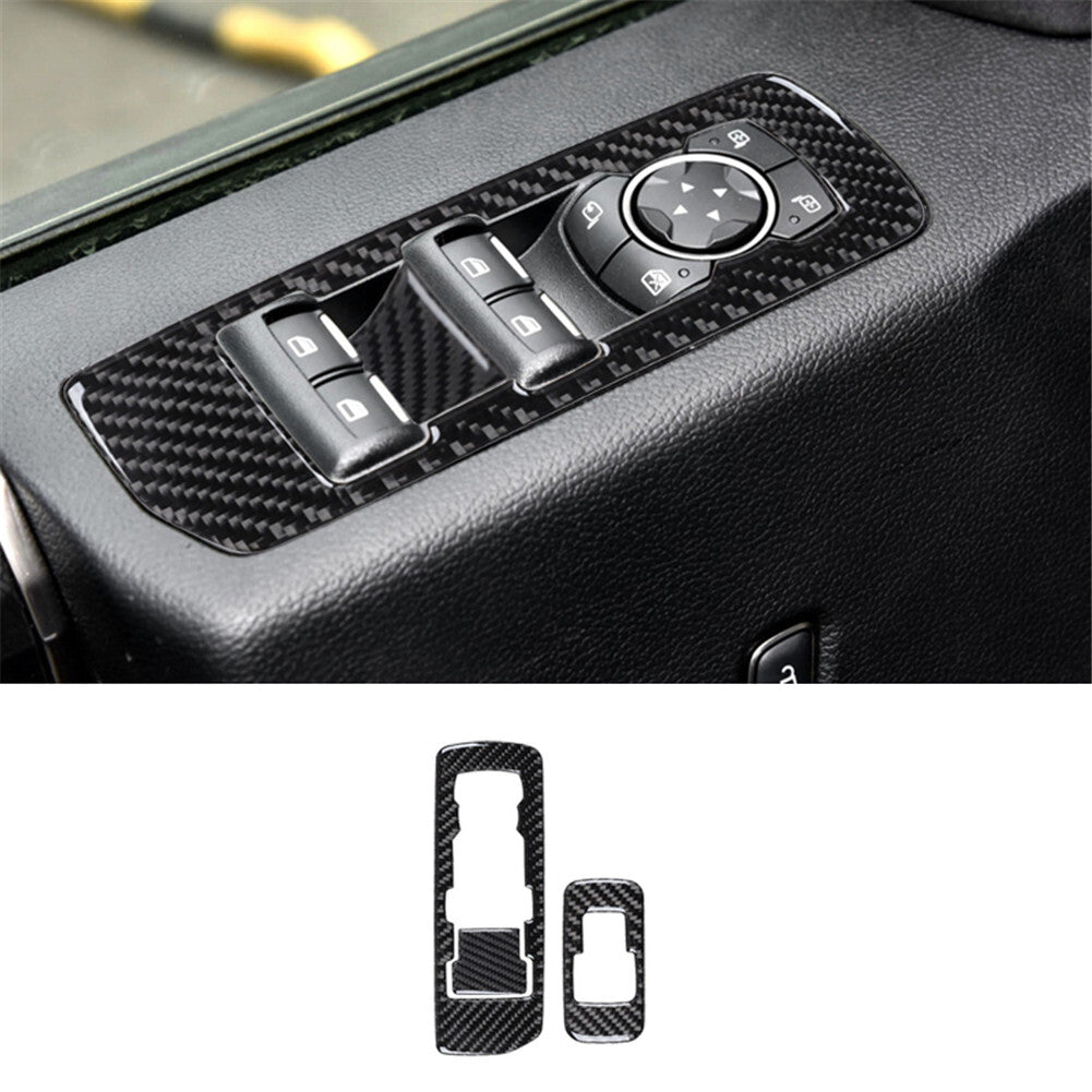 Carbon Fiber Interior Front Window Control Cover Trim for Ford F-150 2015-2020